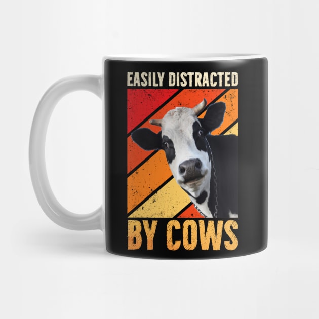 Easily Distracted By Cows Funny Cow Farmer Women Men Farm by reginaturner